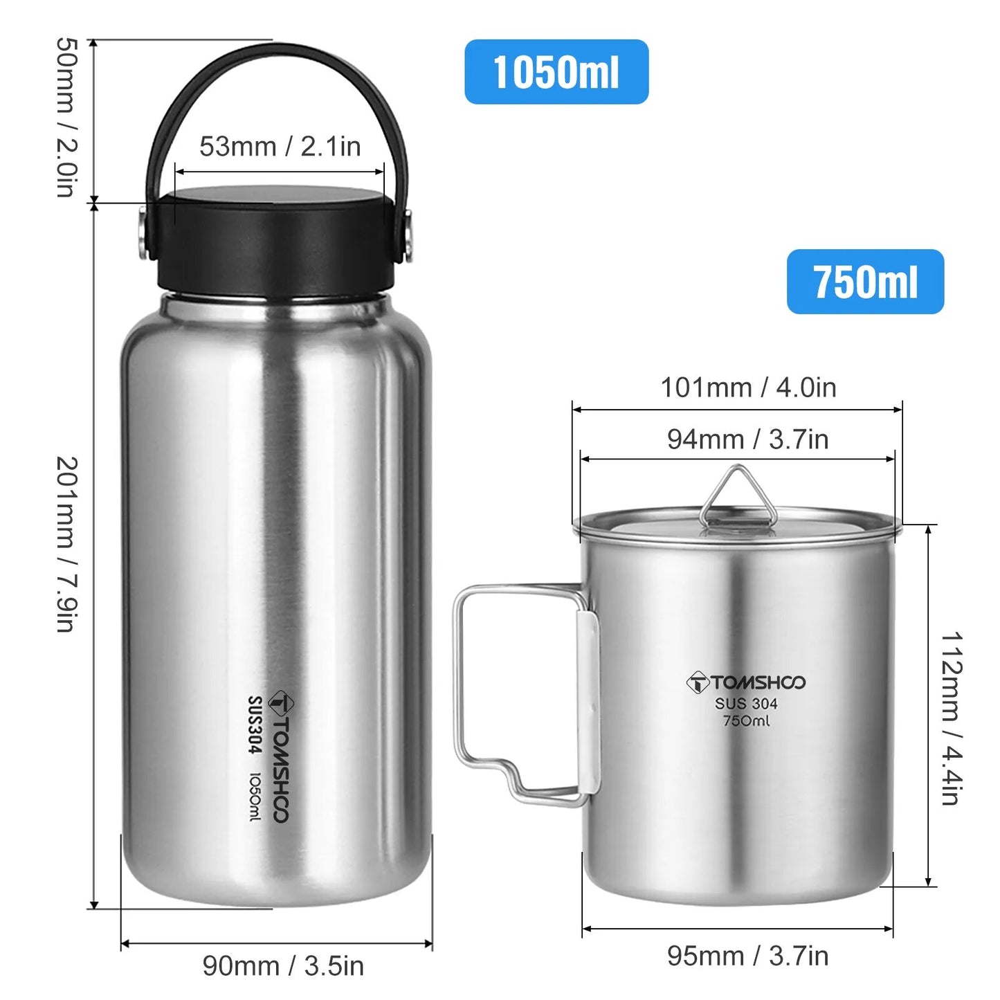 304 Stainless Steel Water Bottle and Cup